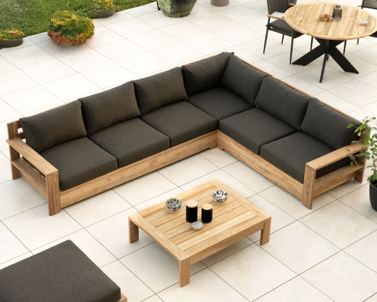 Table basse rectangle spéciale extérieur en teck "Zénith" 110 cm