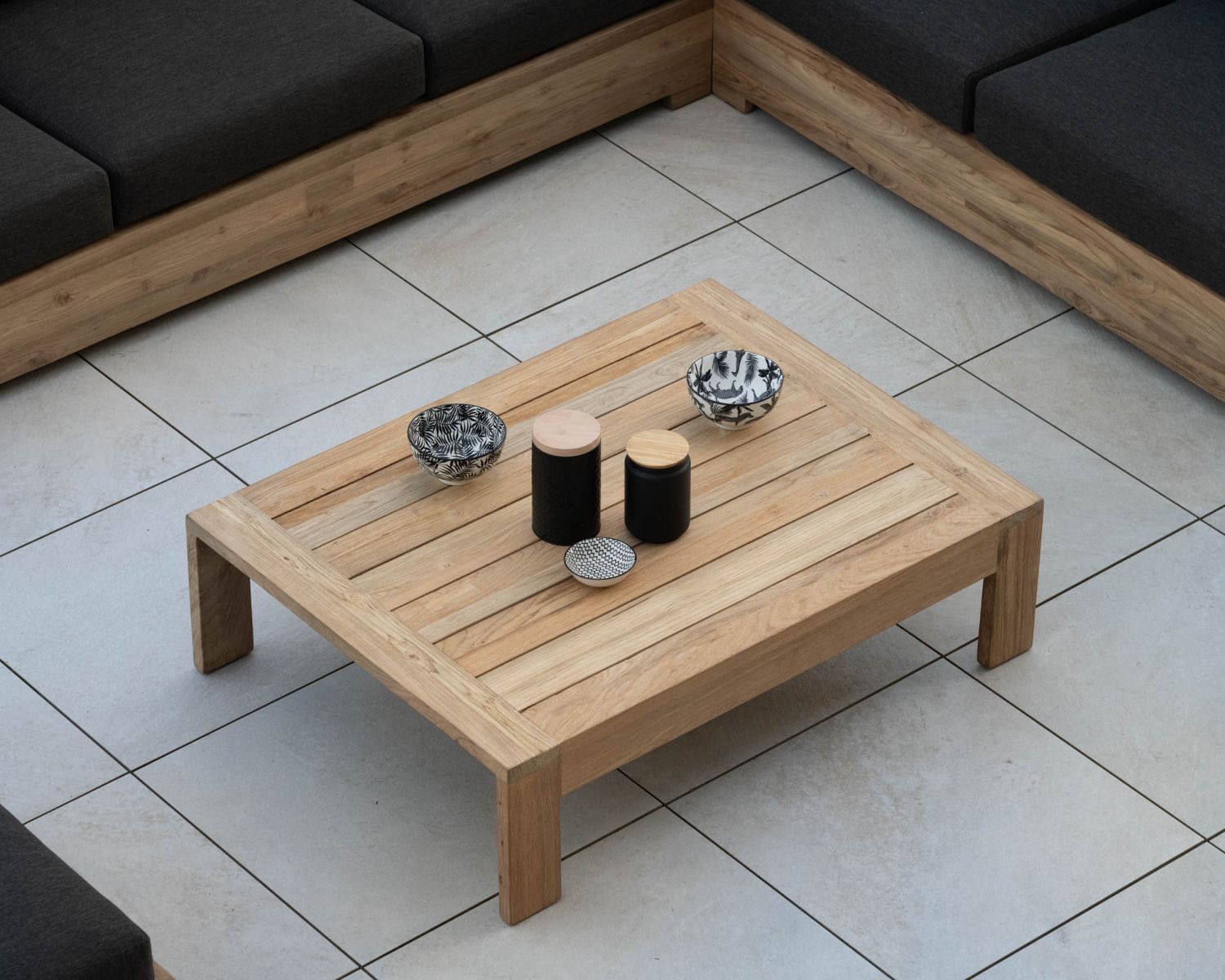 Table basse rectangle spéciale extérieur en teck "Zénith" 110 cm