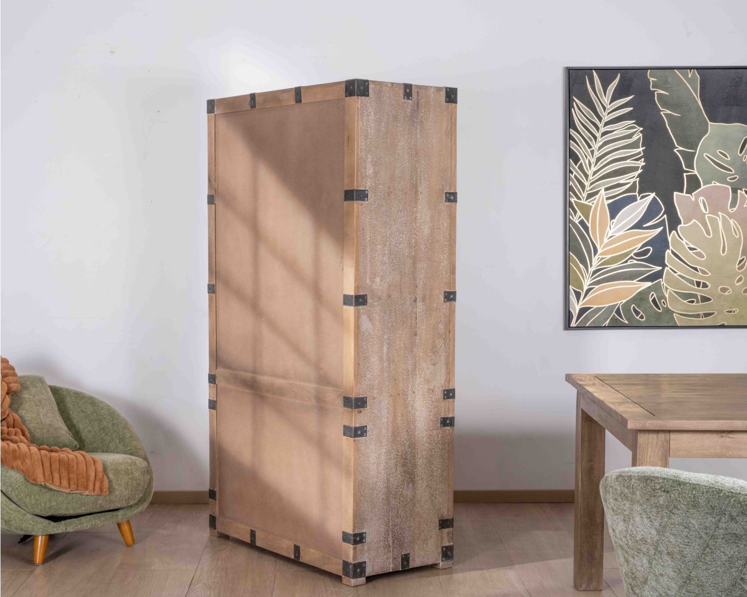 Armoire ouverte style vintage avec 2 portes en bois et métal "Voyage"