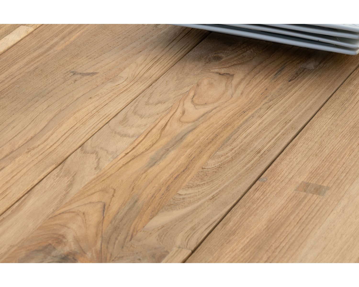 Table carrée 160 cm en aluminium et teck recyclé "Ozone" pour jardin contemporain