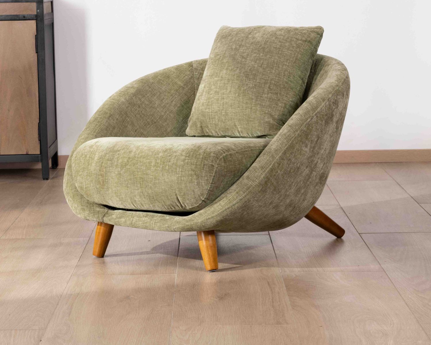 Fauteuil crapaud ultra-confort en tissu vert "Bryan"