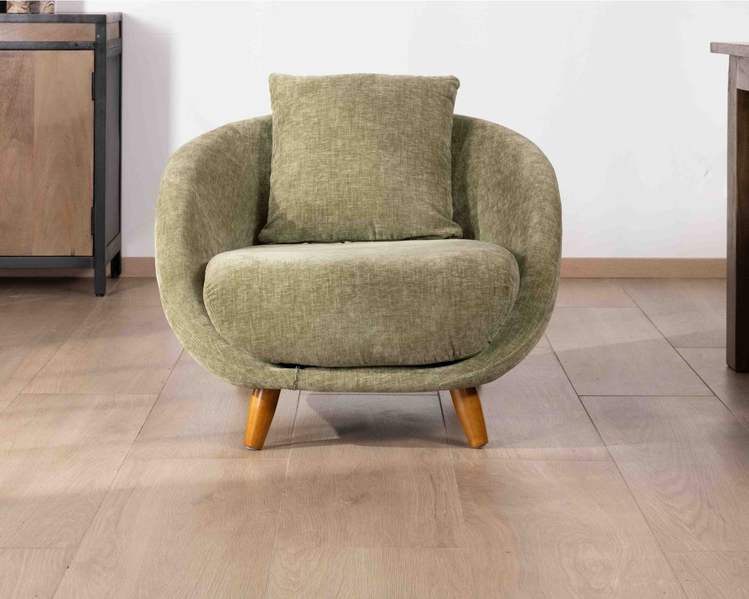 Fauteuil crapaud ultra-confort en tissu vert "Bryan"