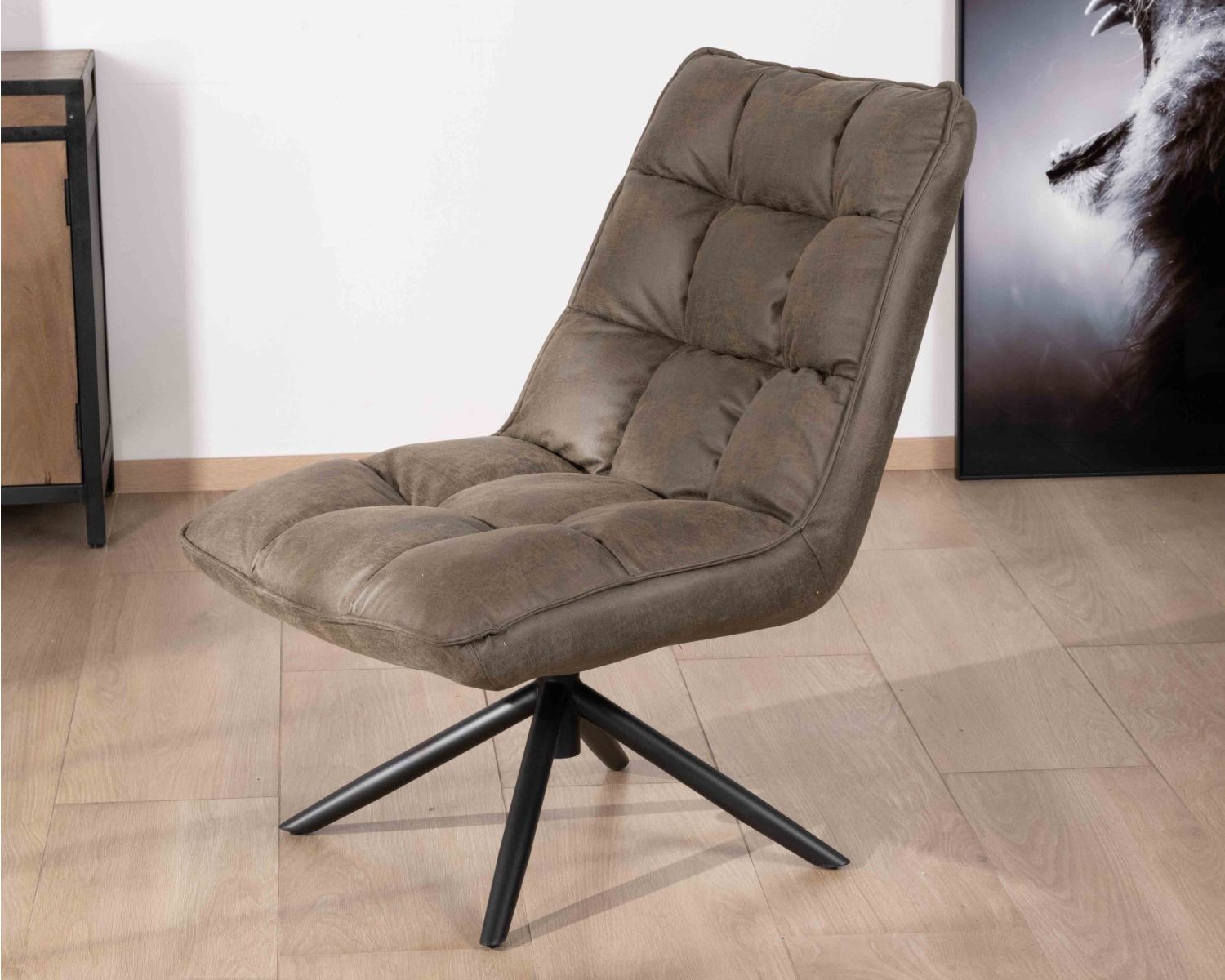 Fauteuil relax ultra-confort avec pied rotatif "Grundy" en tissu microfibre vert kaki