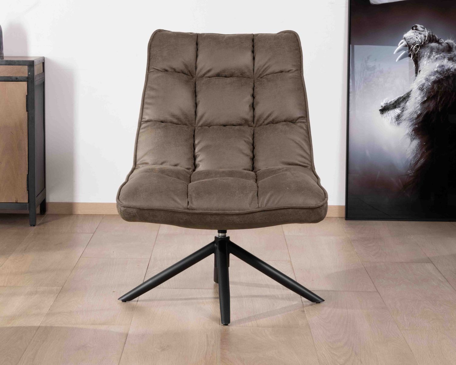 Fauteuil relax ultra-confort avec pied rotatif "Grundy" en tissu microfibre vert kaki