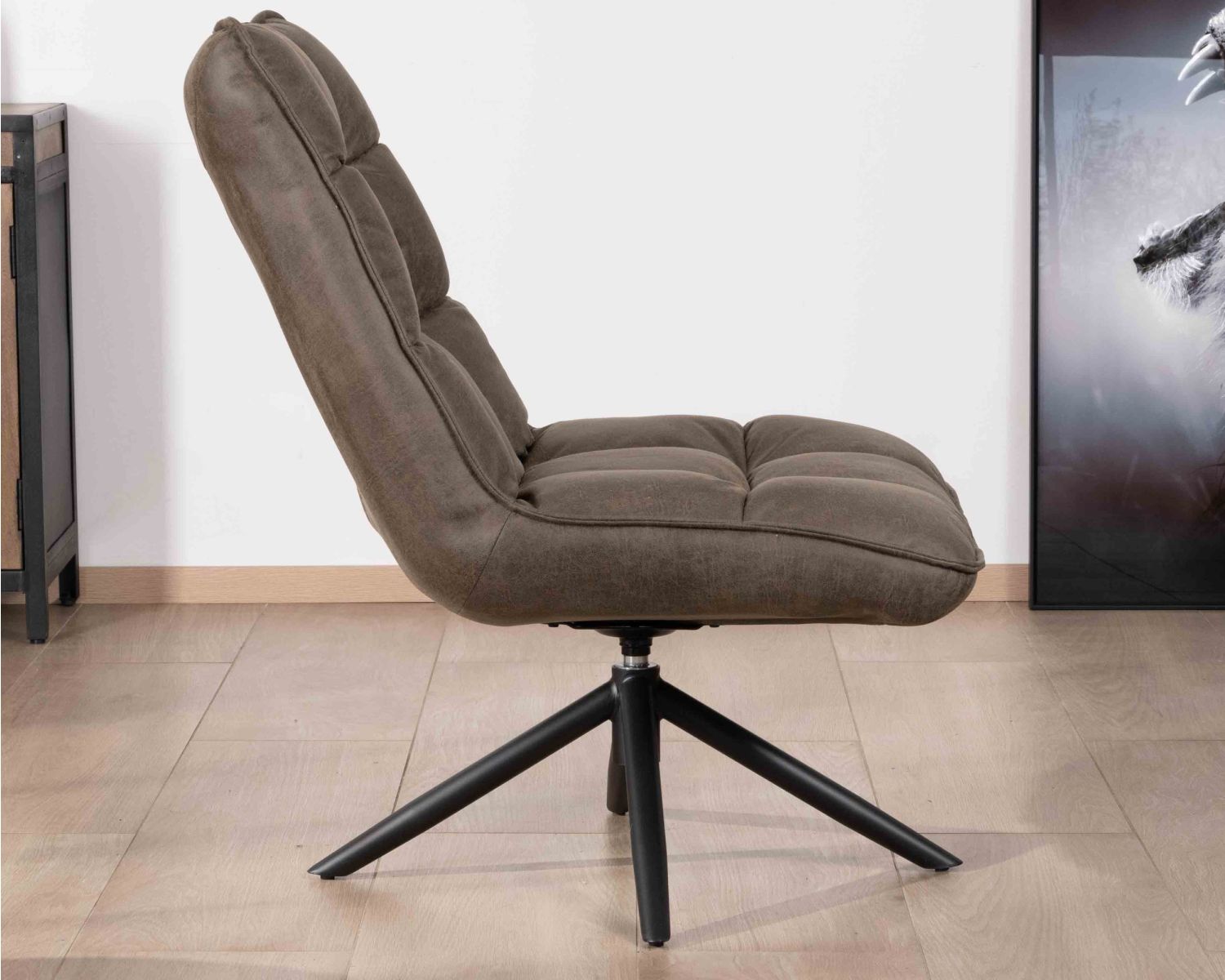 Fauteuil relax ultra-confort avec pied rotatif "Grundy" en tissu microfibre vert kaki