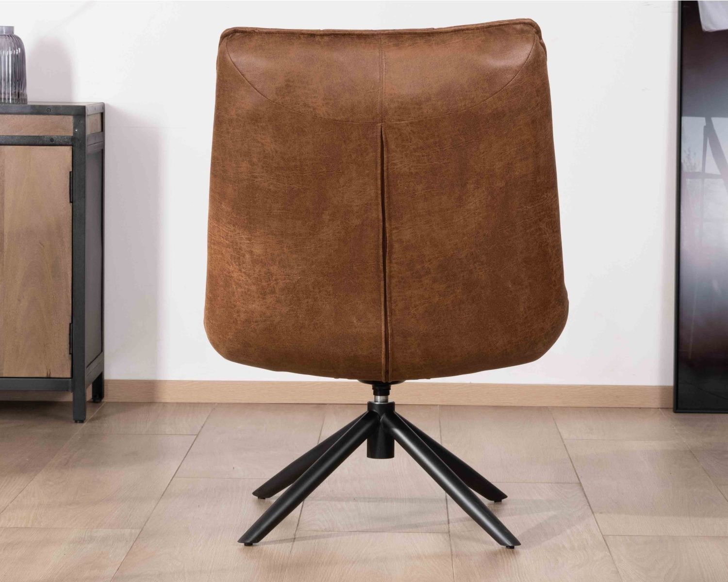 Fauteuil relax ultra-confort avec pied rotatif "Grundy" en tissu microfibre havane