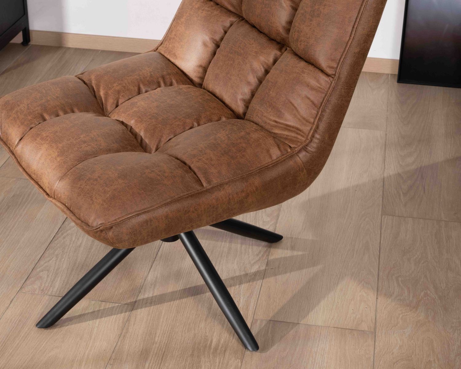 Fauteuil relax ultra-confort avec pied rotatif "Grundy" en tissu microfibre havane