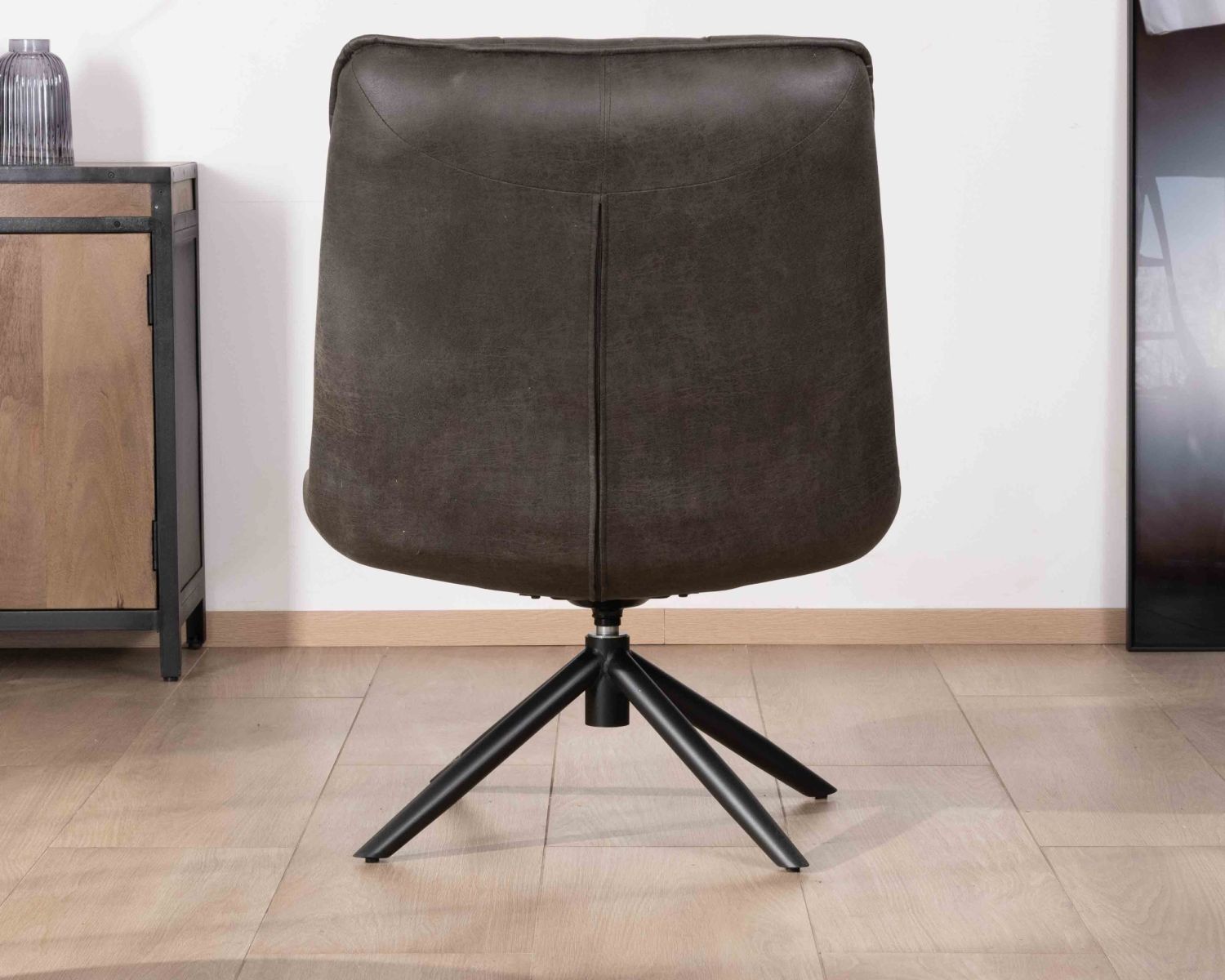 Fauteuil rotatif ultra-confort en tissu microfibre gris foncé "Grundy"