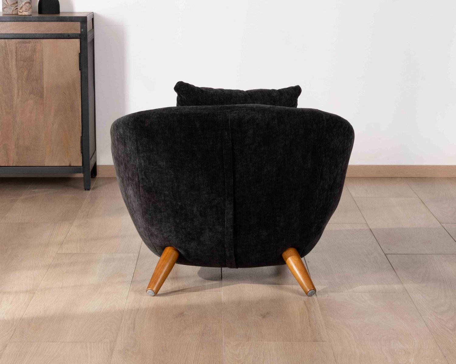 Fauteuil bas ultra-confort design rétro "Bryan" tissu couleur anthracite