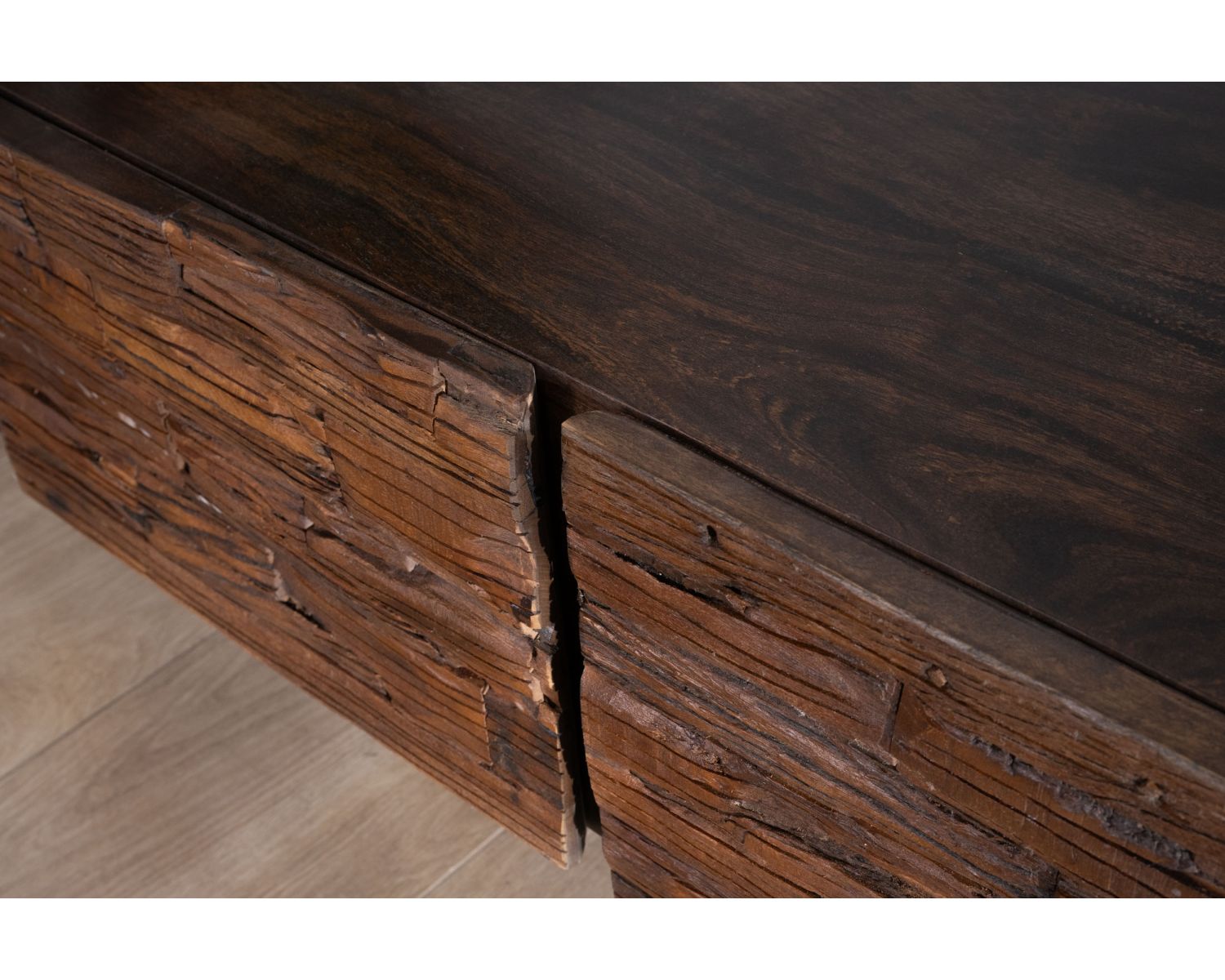 Banc TV en bois recyclé et pieds métal "Crescendo" 200 cm