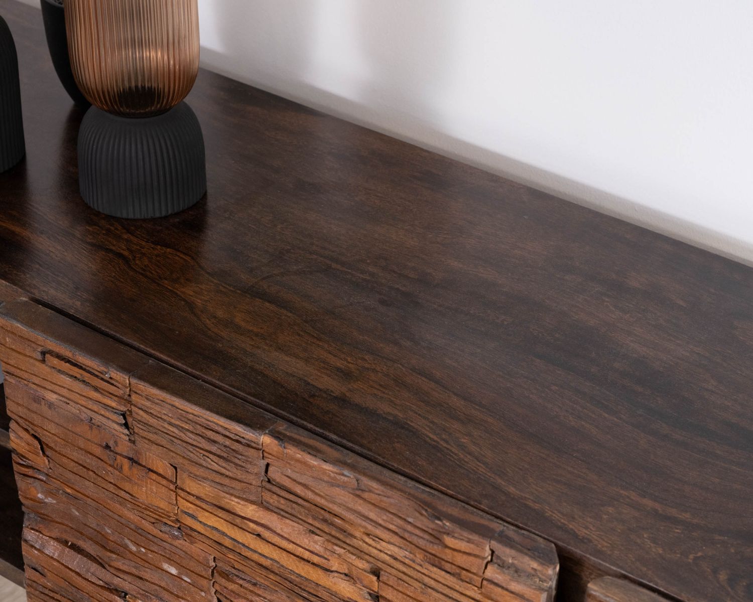 Banc TV en bois recyclé et pieds métal "Crescendo" 200 cm