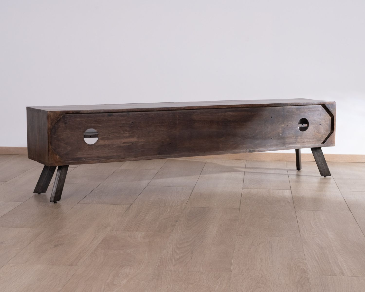 Banc TV en bois recyclé et pieds métal "Crescendo" 200 cm