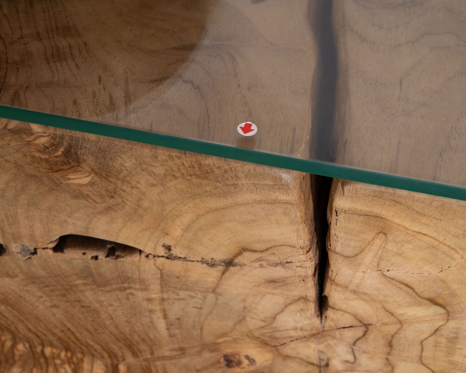 Console en racine de teck naturel avec plateau verre "Jungle"