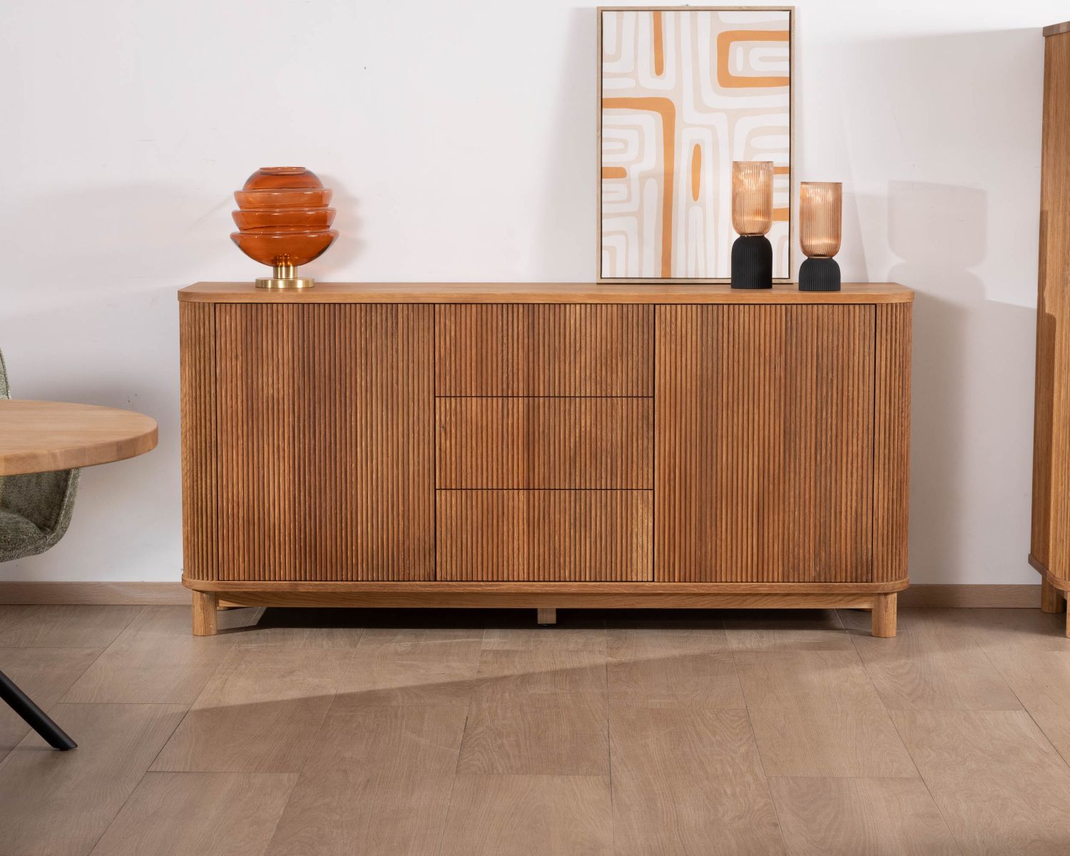 Grand bahut style rétro en chêne huilé 180 cm "Winton"