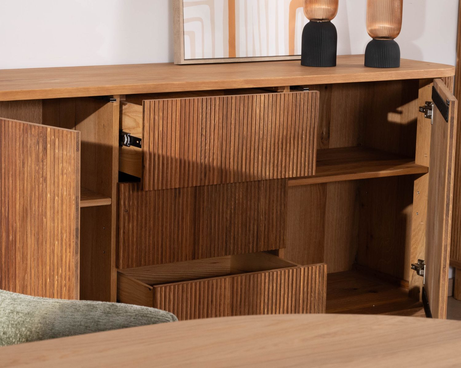Grand bahut style rétro en chêne huilé 180 cm "Winton"
