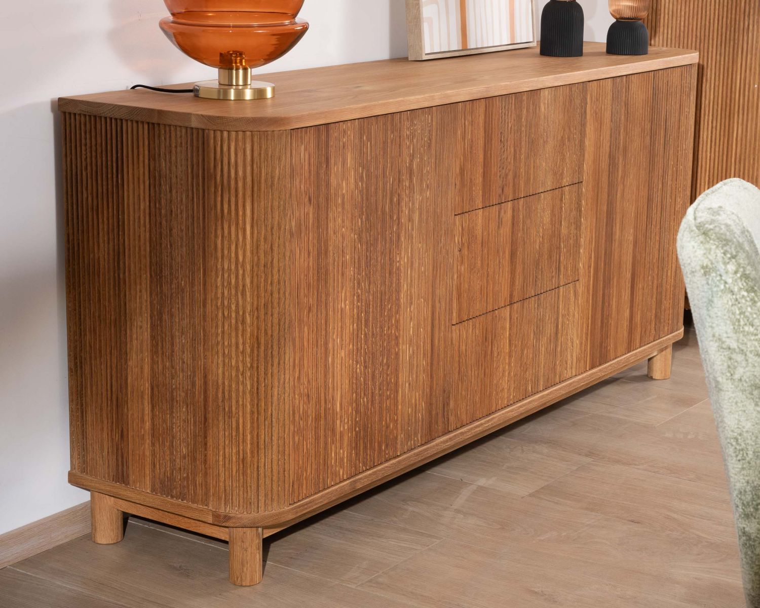 Grand bahut style rétro en chêne huilé 180 cm "Winton"
