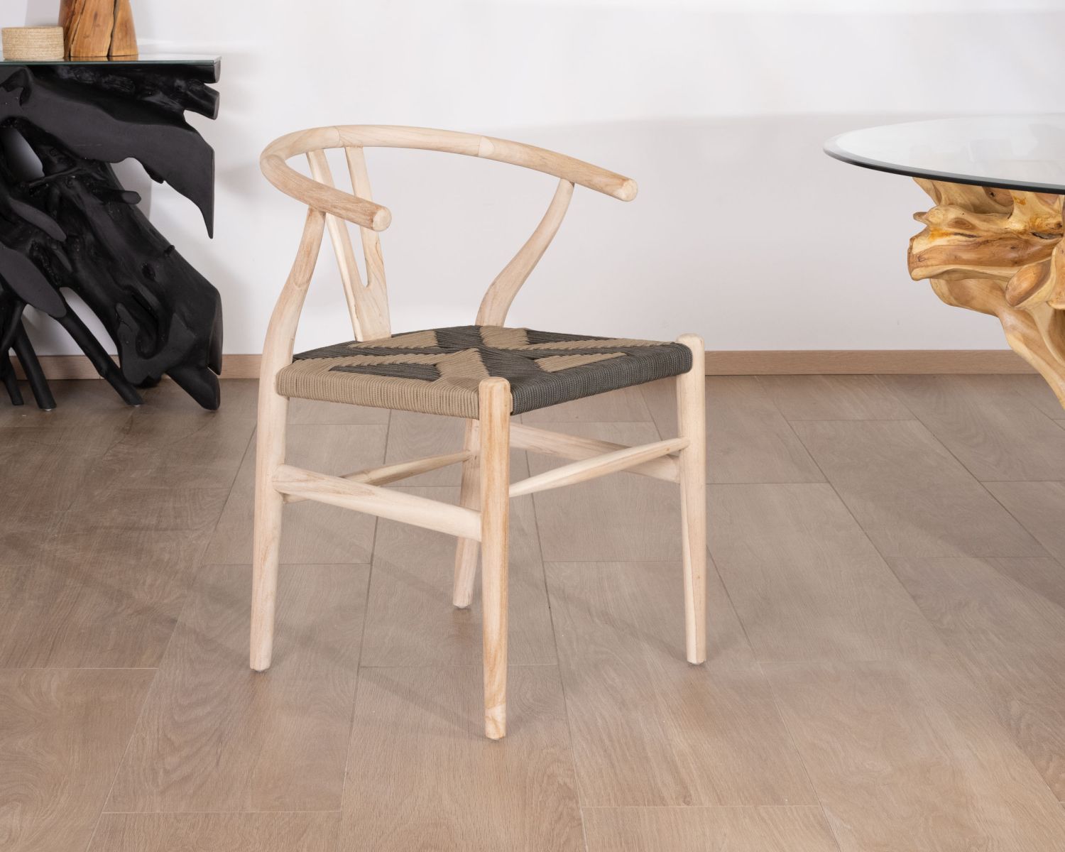 Lot de 2 chaises de repas design épuré et original "Exo'teak" en teck recyclé