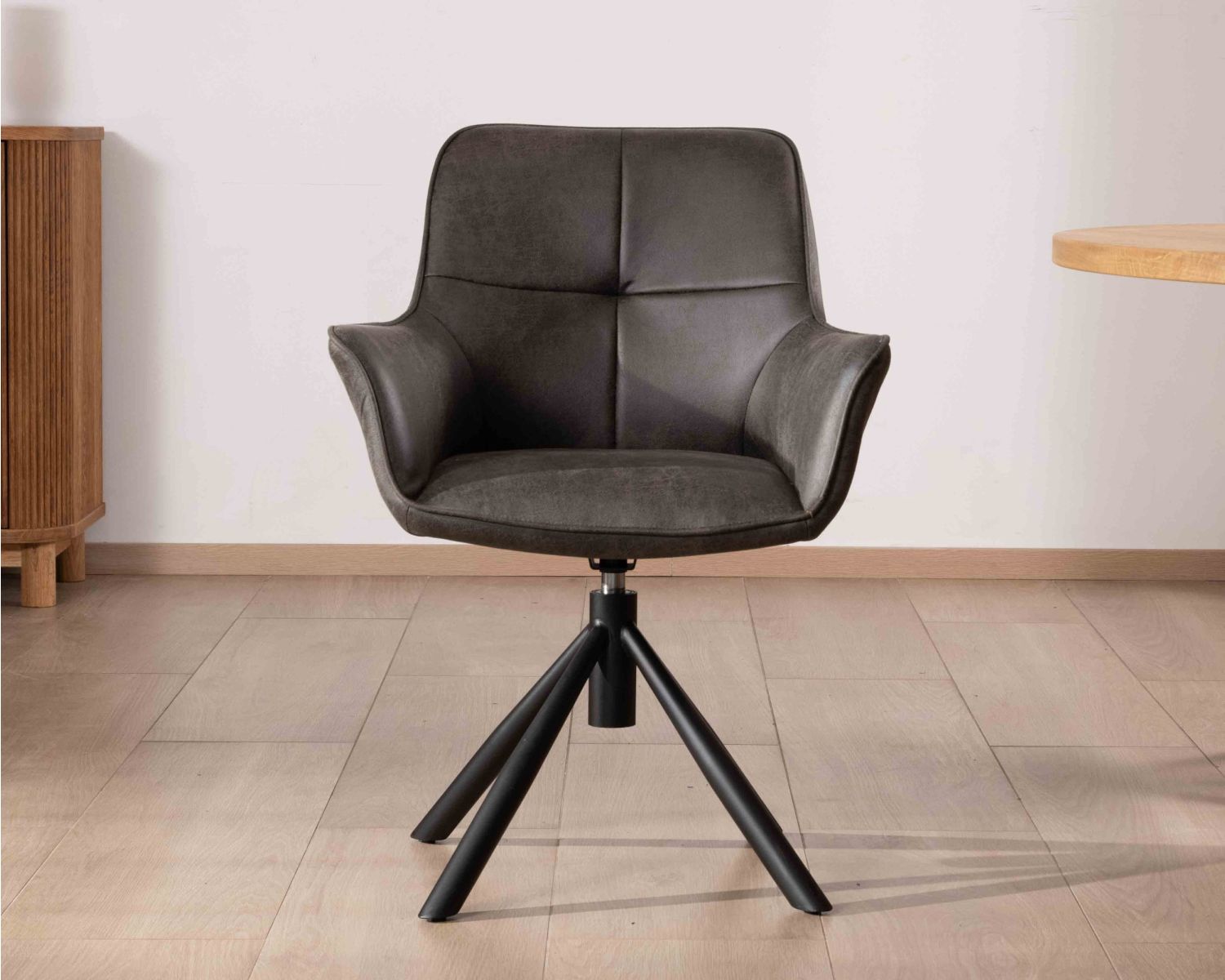 Lot de 2 chaises enveloppantes sur pieds rotatif "Ritchey" tissu microfibre gris