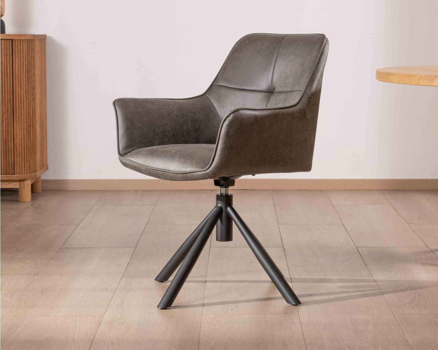 Lot de 2 chaises enveloppantes sur pieds rotatif "Ritchey" tissu microfibre gris