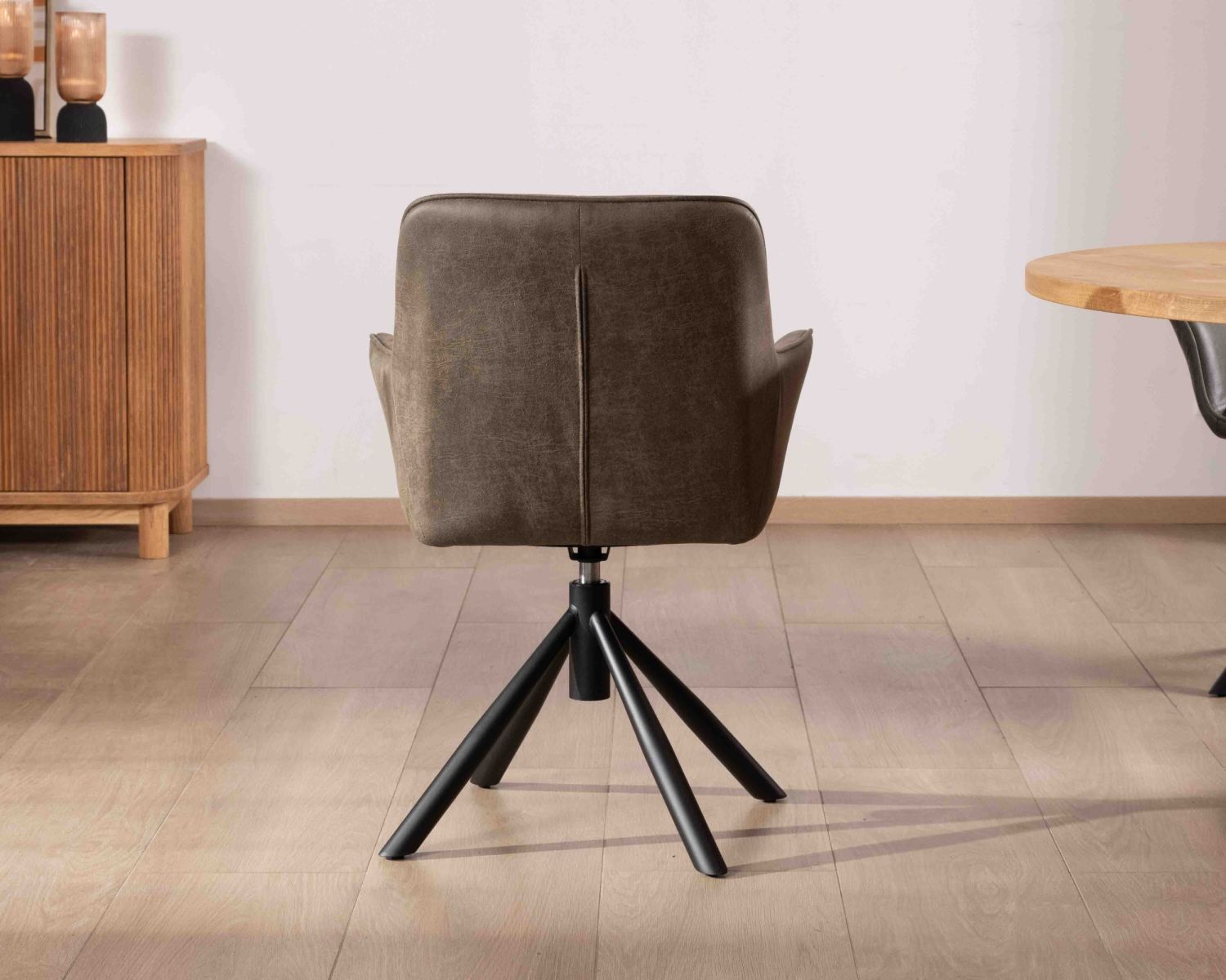 Lot de 2 chaises avec accoudoirs sur pied rotatif "Ritchey" tissu microfibre kaki