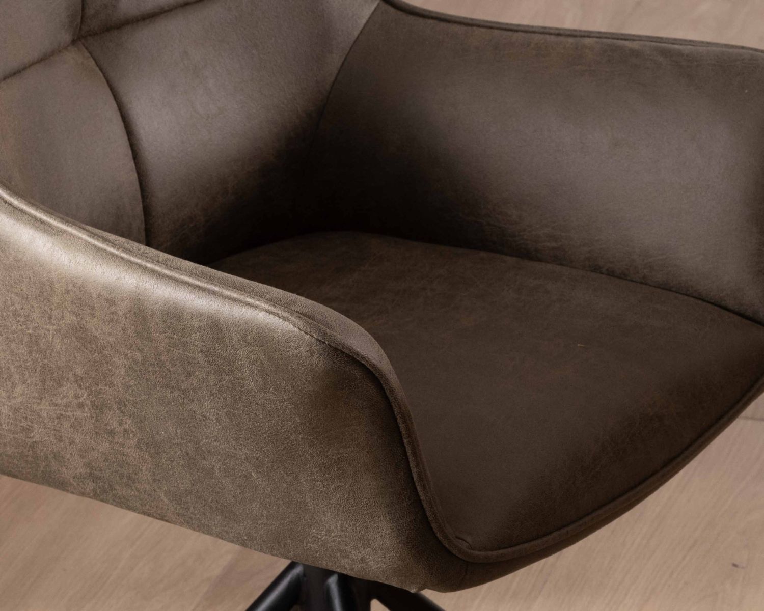 Lot de 2 chaises avec accoudoirs sur pied rotatif "Ritchey" tissu microfibre kaki