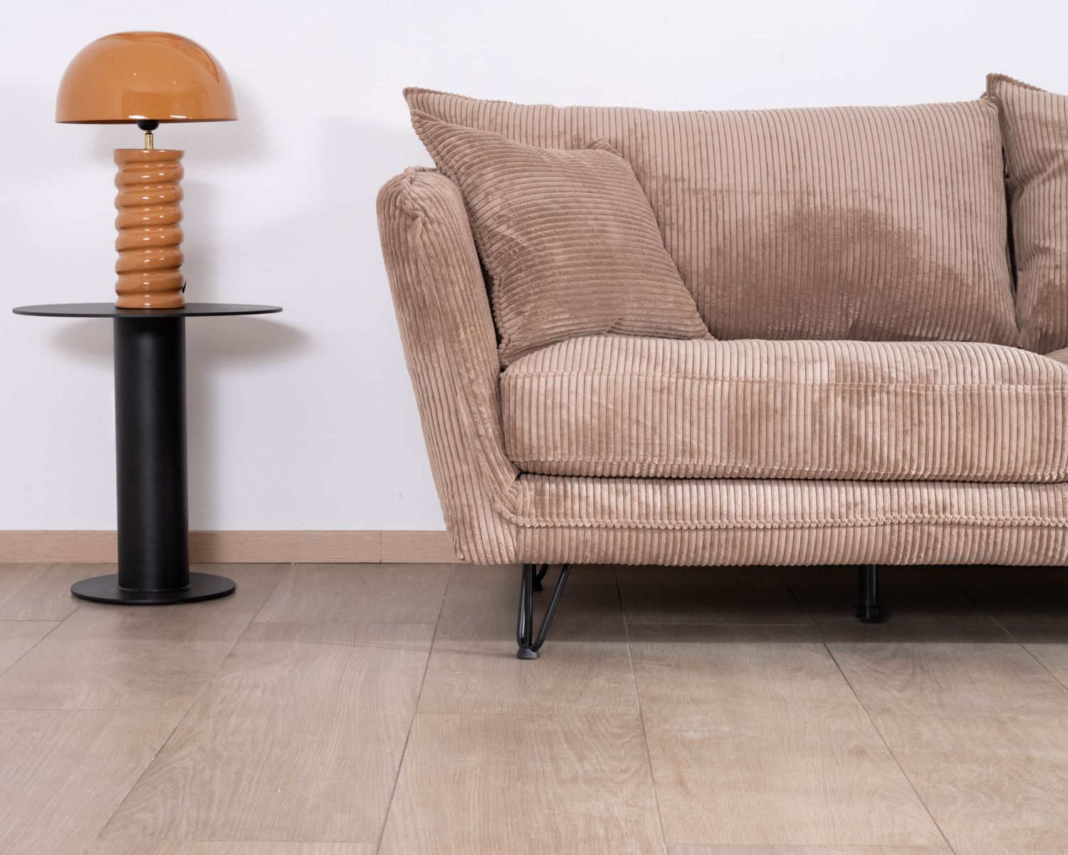 Canapé 3 places en velours côtelé camel "Hasting"