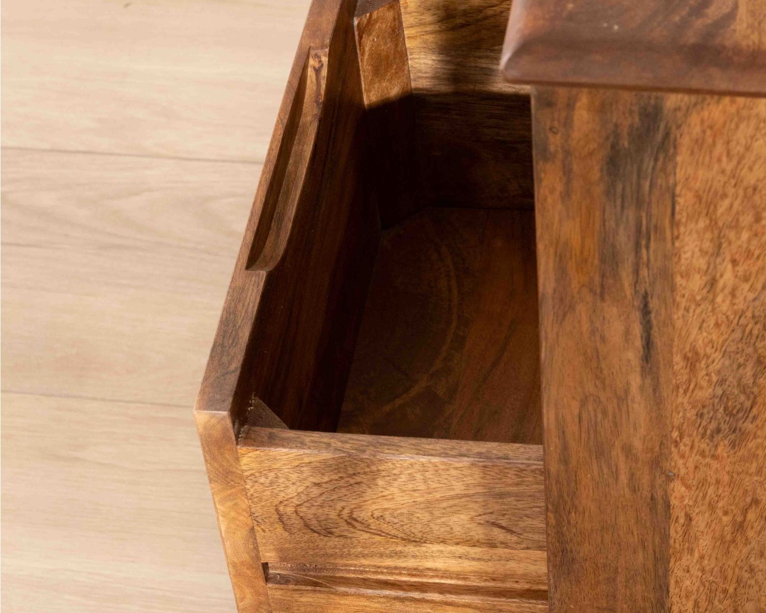 Meuble sous vasque à suspendre 90 cm "Bulle" en manguier foncé