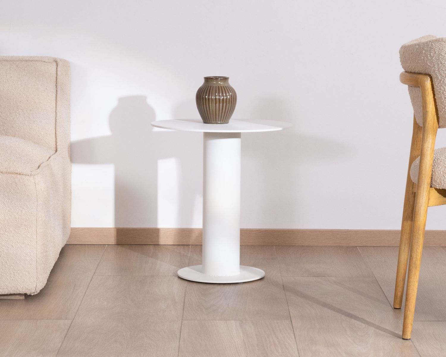 Table d'appoint ronde d'extérieur en aluminium blanc "Nusa Pedina" diamètre 45 cm