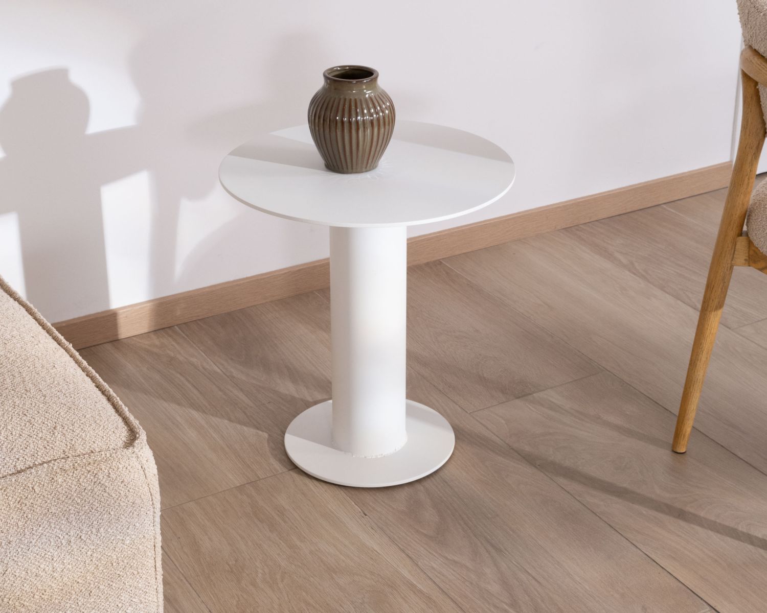 Table d'appoint ronde d'extérieur en aluminium blanc "Nusa Pedina" diamètre 45 cm