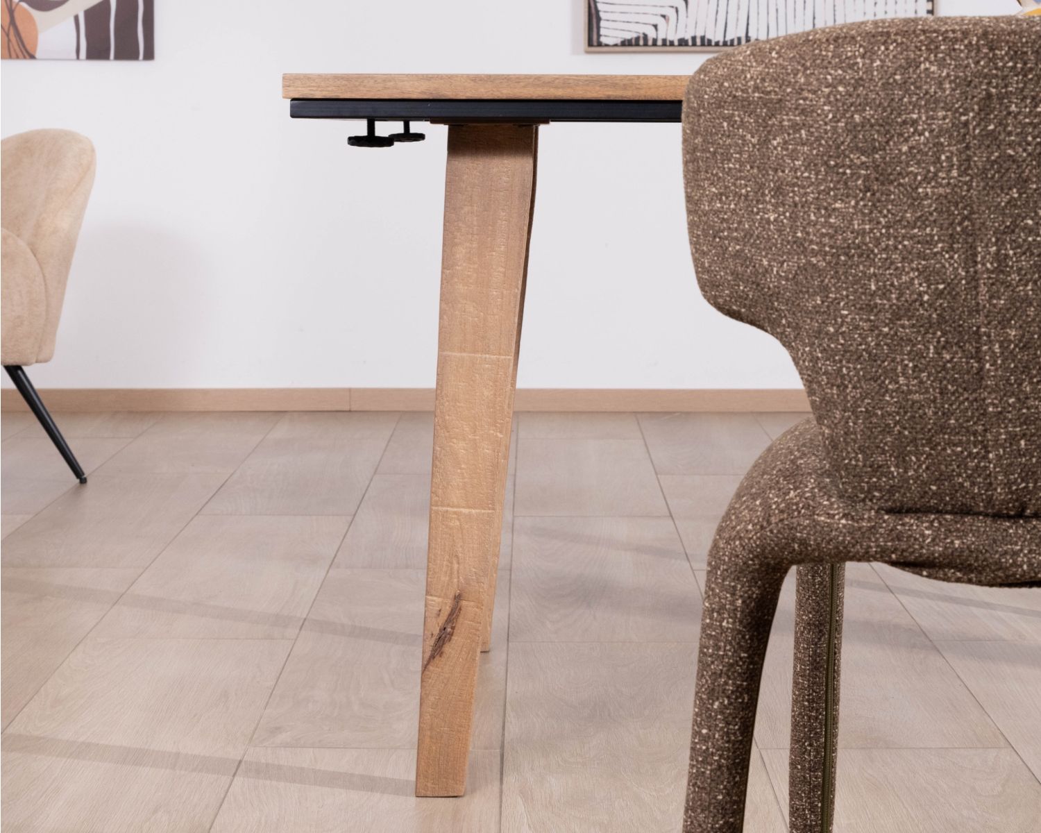 Table de repas extensible 200 à 280 cm en manguier massif "Santo" style épuré
