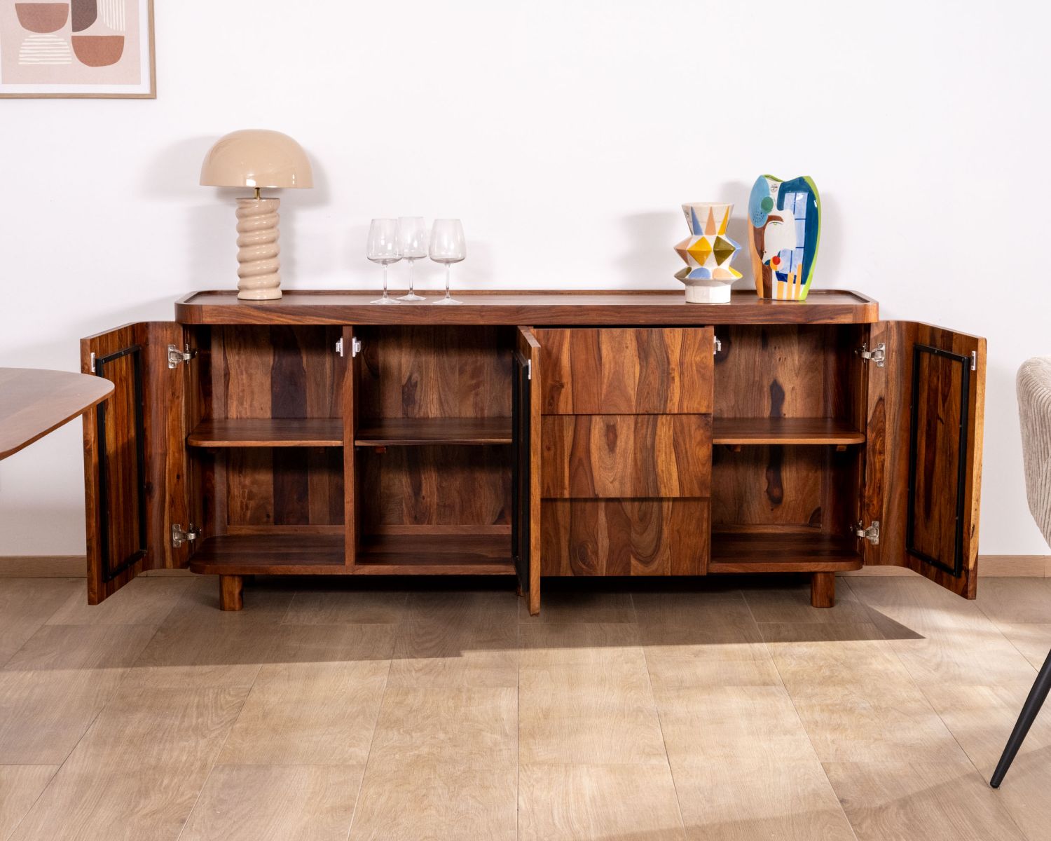 Grand bahut 180 cm en bois de palissandre "Rosewood"