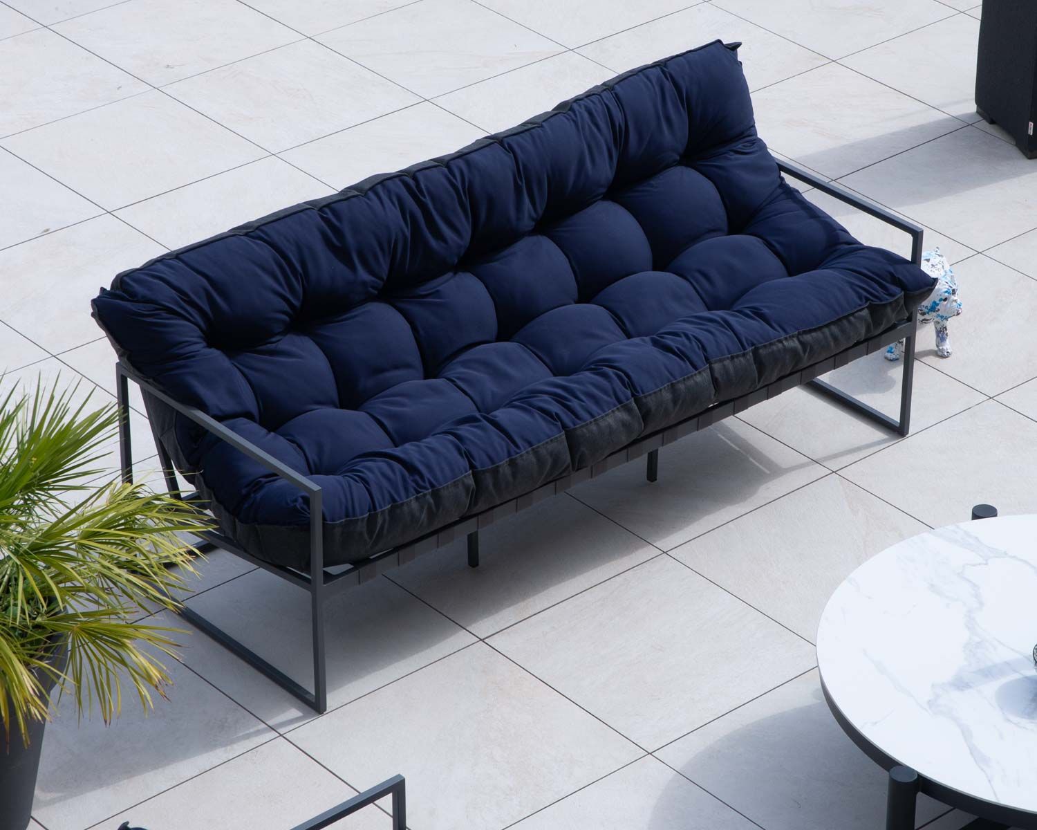 Canapé relax 3 places pour terrasse et jardin bleu et aluminium gris "Maluku Island"