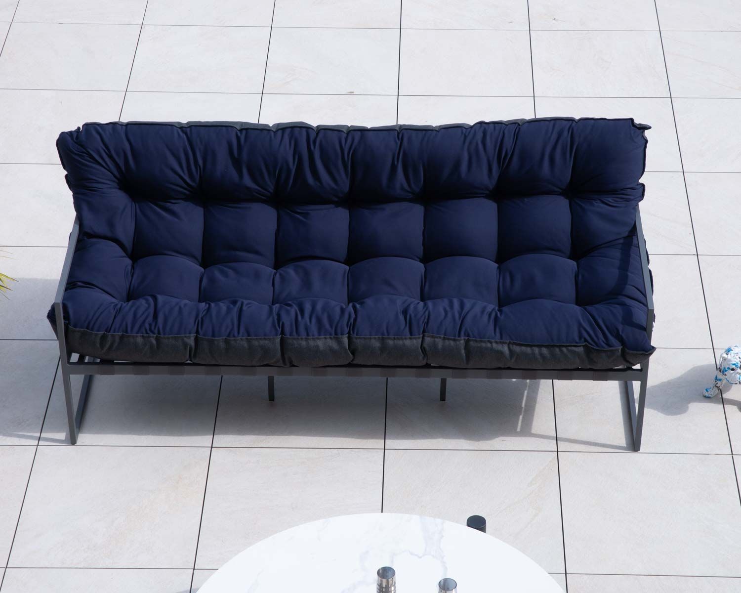 Canapé relax 3 places pour terrasse et jardin bleu et aluminium gris "Maluku Island"