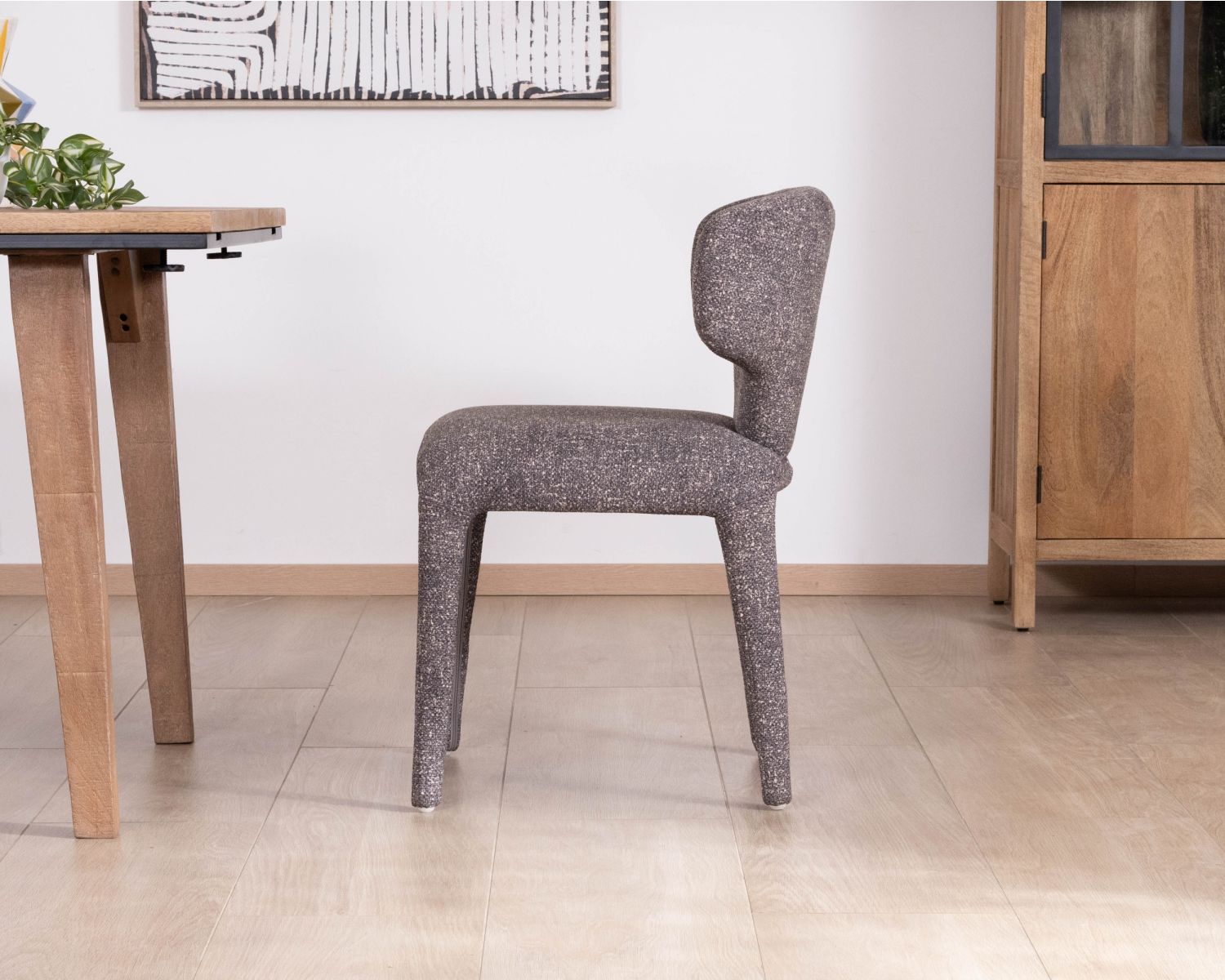 Lot de 2 chaises en tissu chiné gris foncé “Milano” revêtement intégral esprit design