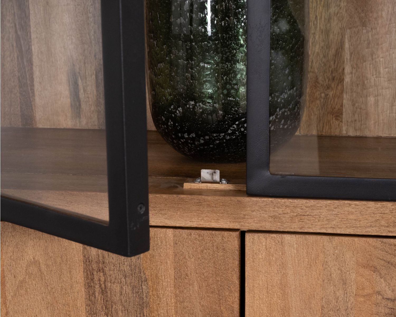 Vaisselier en manguier naturel et portes vitrées "Maestro" 100 cm