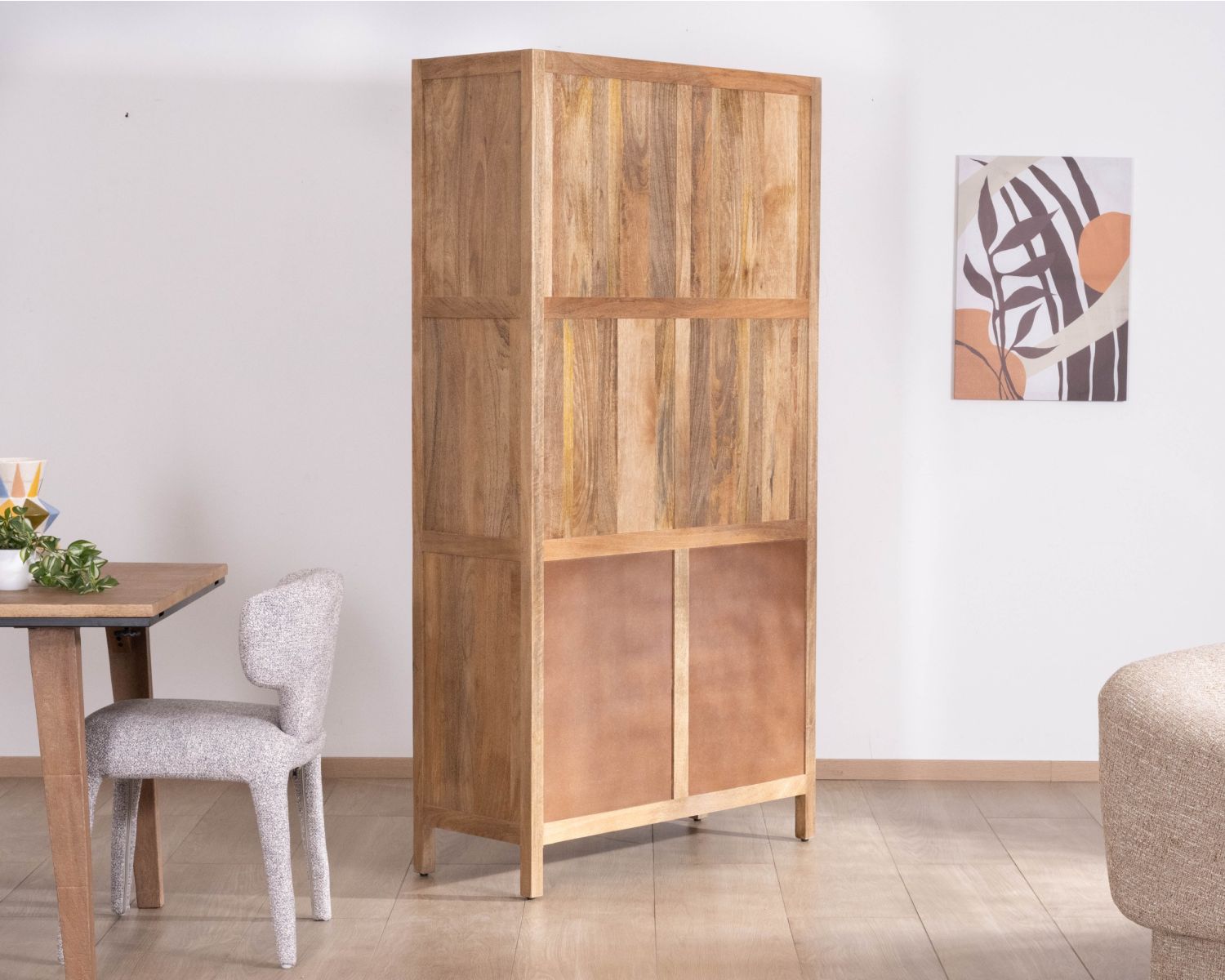 Vaisselier en manguier naturel et portes vitrées "Maestro" 100 cm