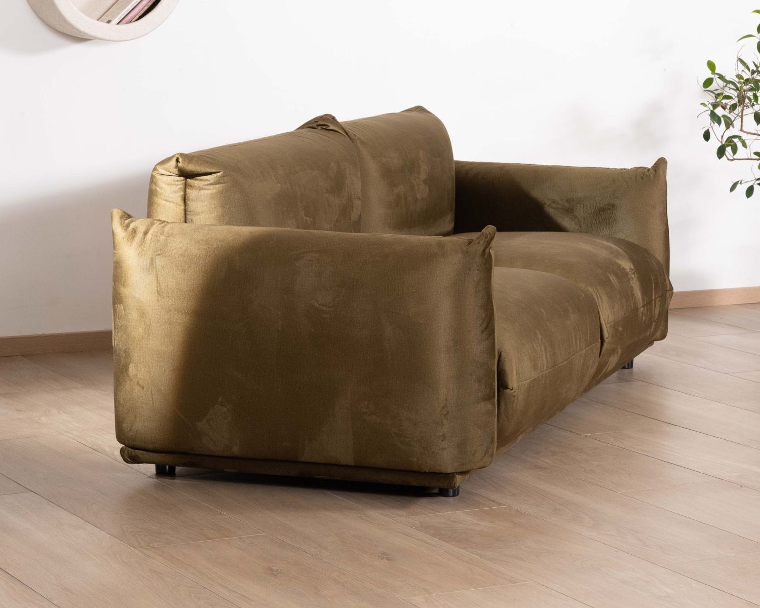 Canapé 3 places en tissu doux vert kaki "Moon"