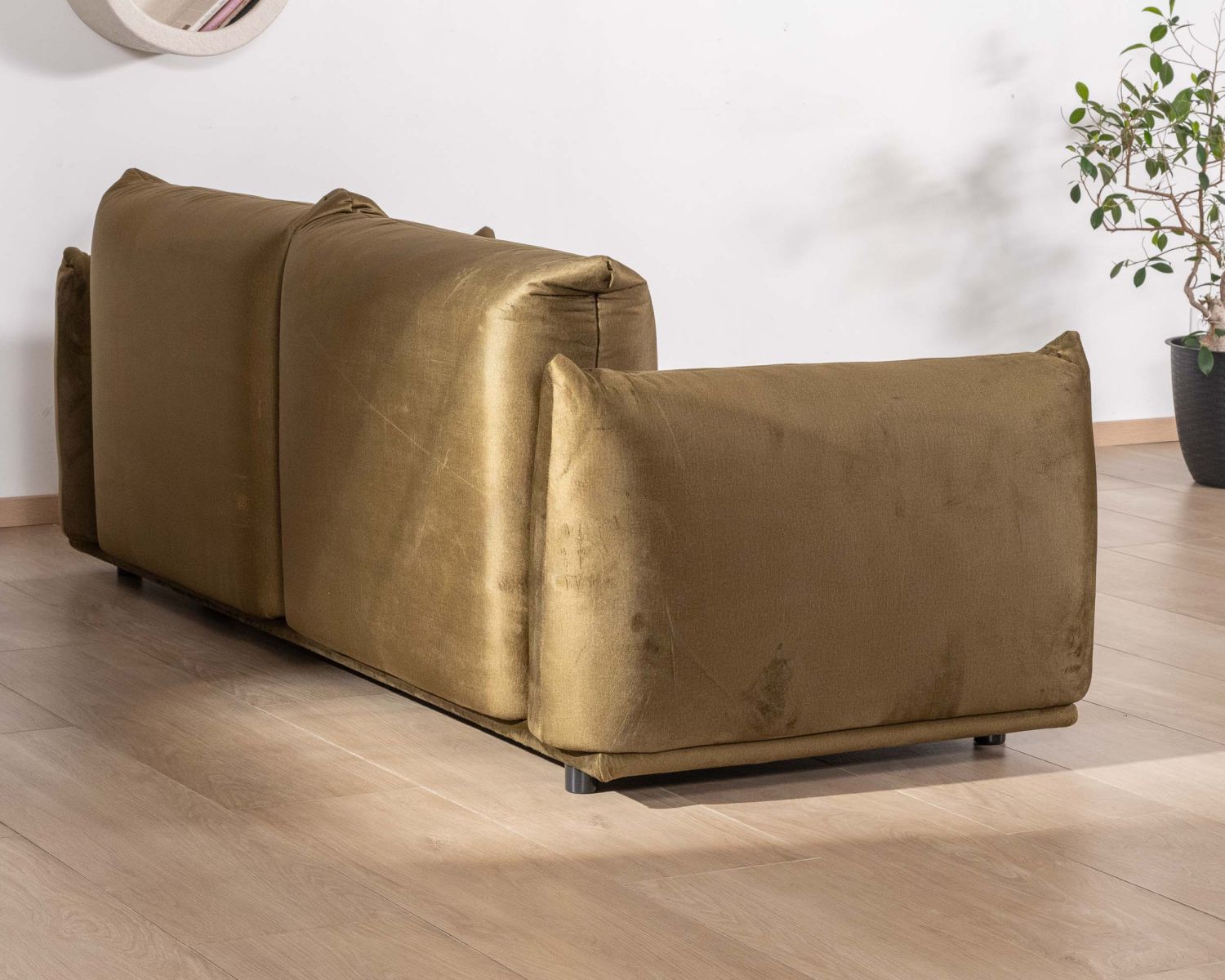 Canapé 3 places en tissu doux vert kaki "Moon"