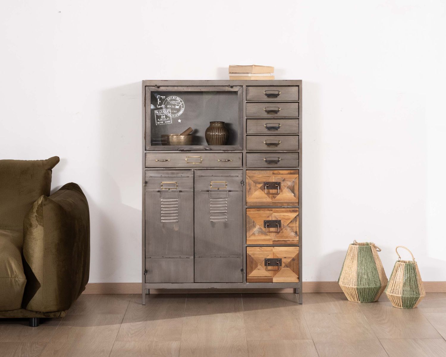 Commode déco "Mélimélo Indus" en bois et métal