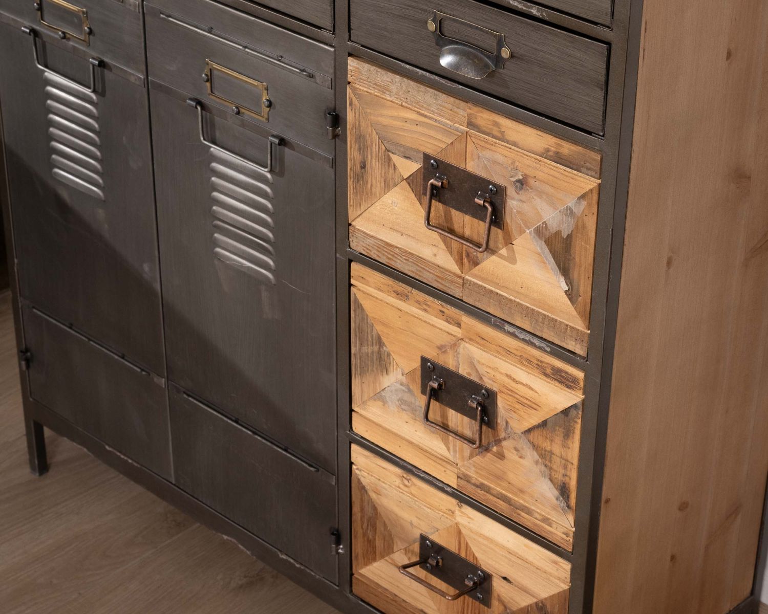 Commode déco "Mélimélo Indus" en bois et métal