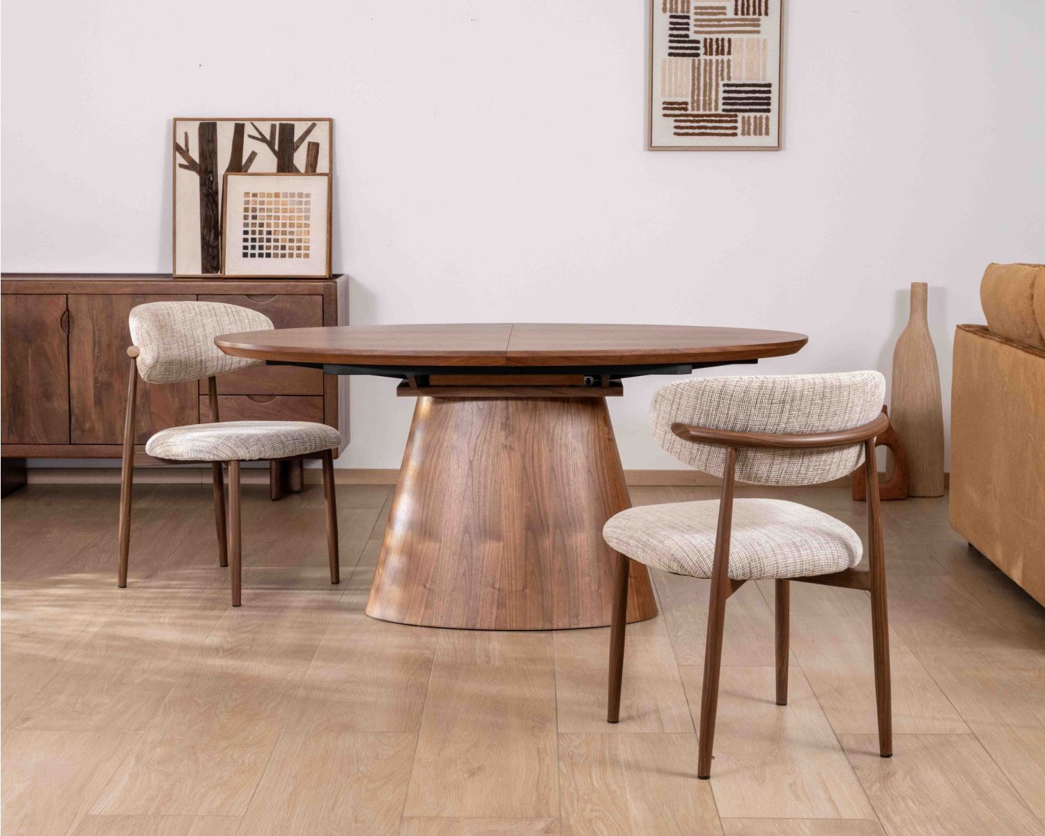 Table de repas extensible 160–200 cm teinte noyer "Oria" forme ovale