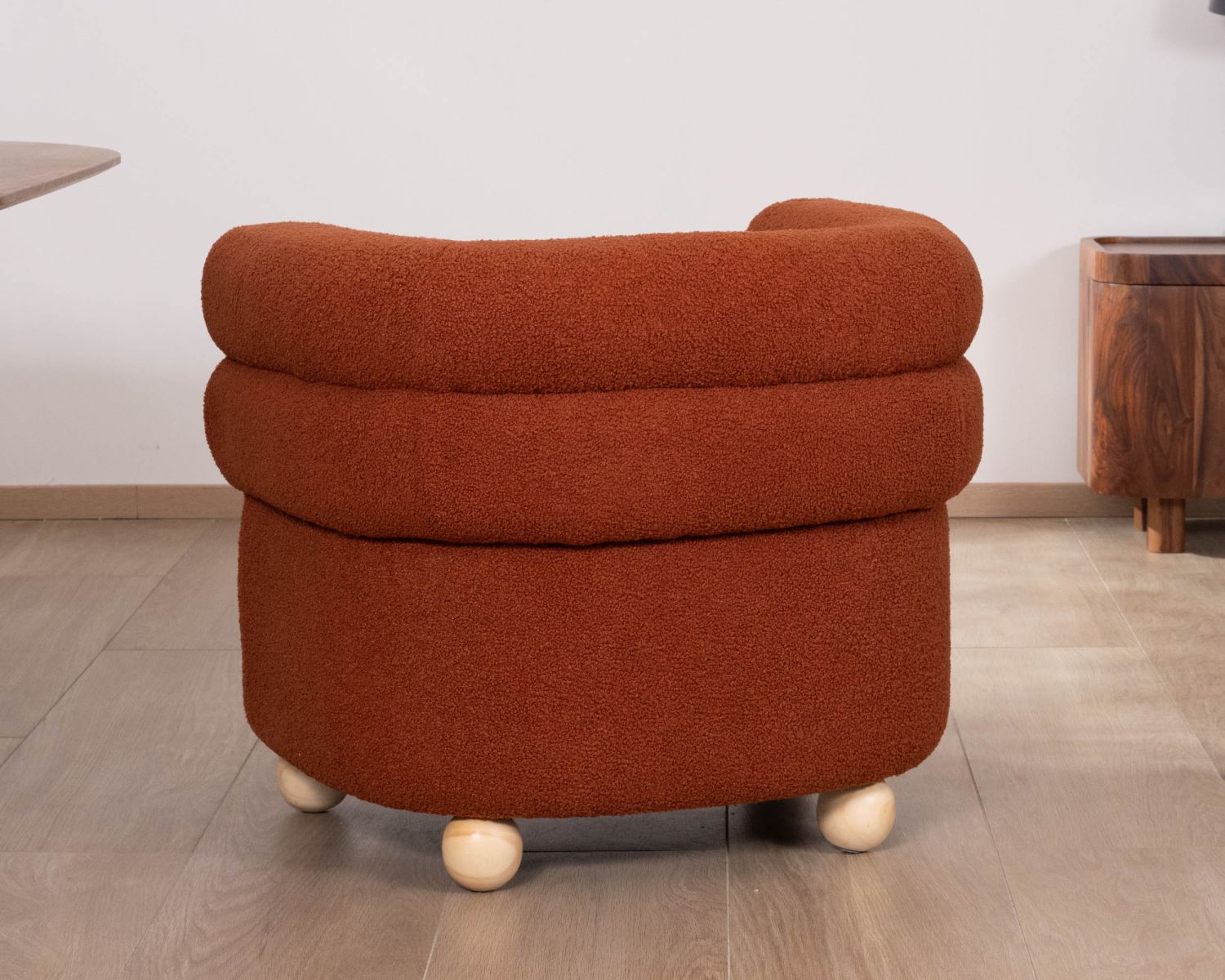 Petite chauffeuse enveloppante design vintage "Wala" en tissu terracotta