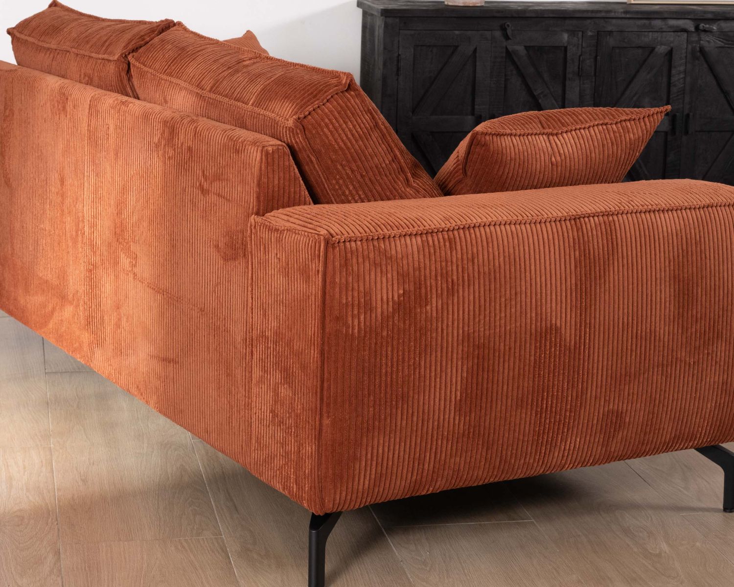 Canapé confort 3 places en velours côtelé coloris rouille "Pueblo"