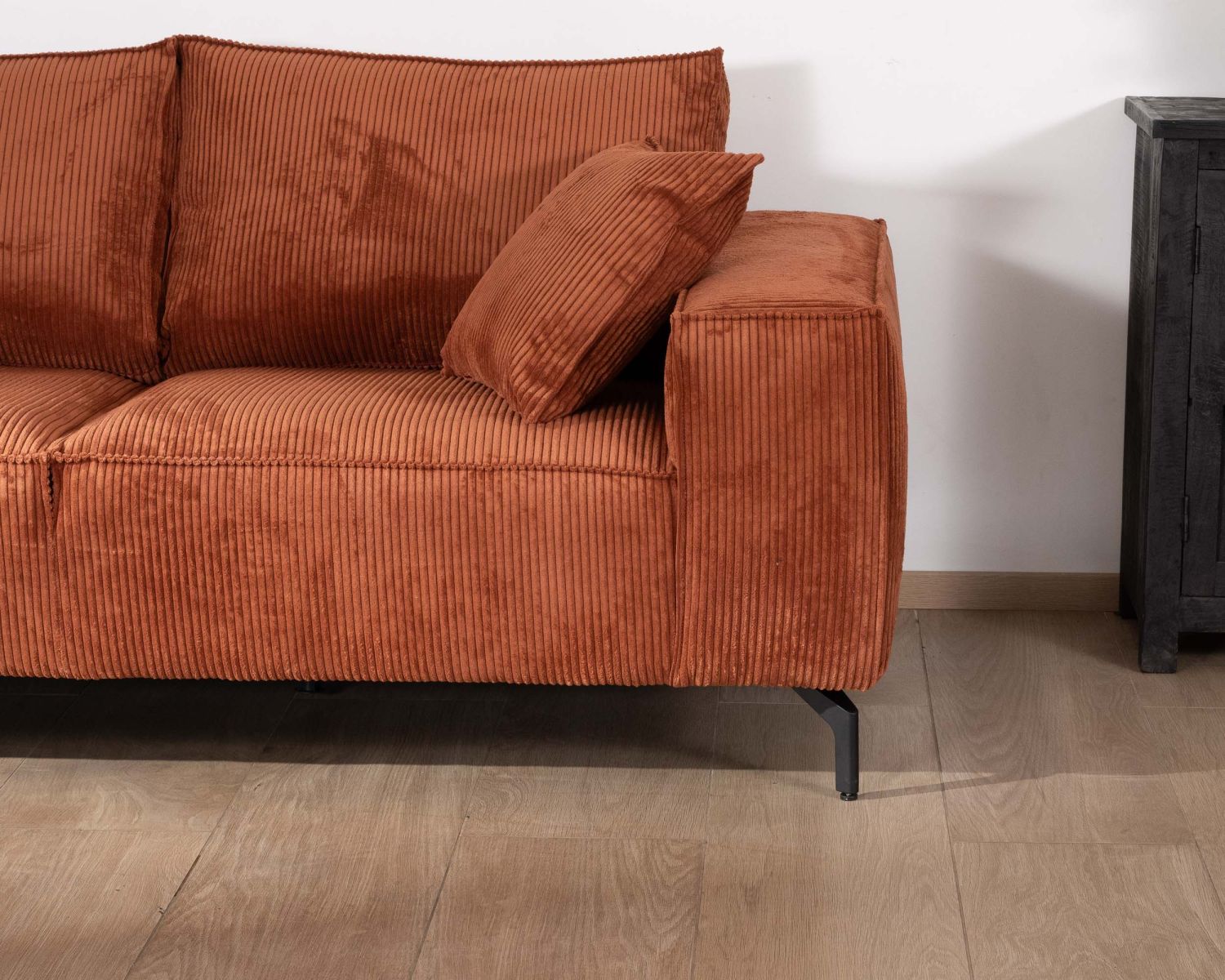 Canapé confort 3 places en velours côtelé coloris rouille "Pueblo"