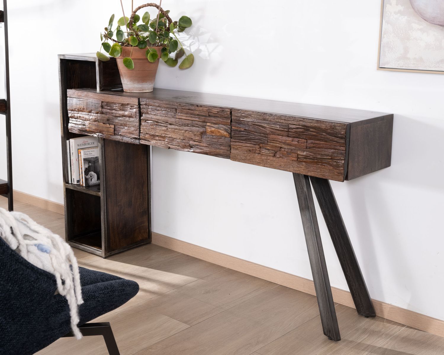 Console design et originale en bois et métal "Crescendo"