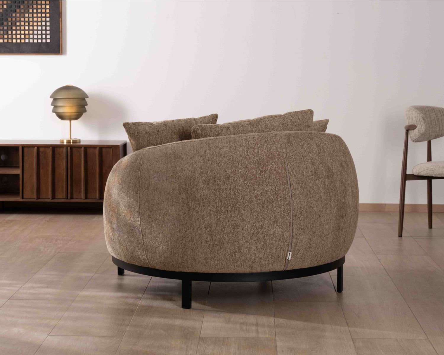 Chauffeuse XL en tissu bouclette taupe "Sweet Culture" 120 cm ultra confort