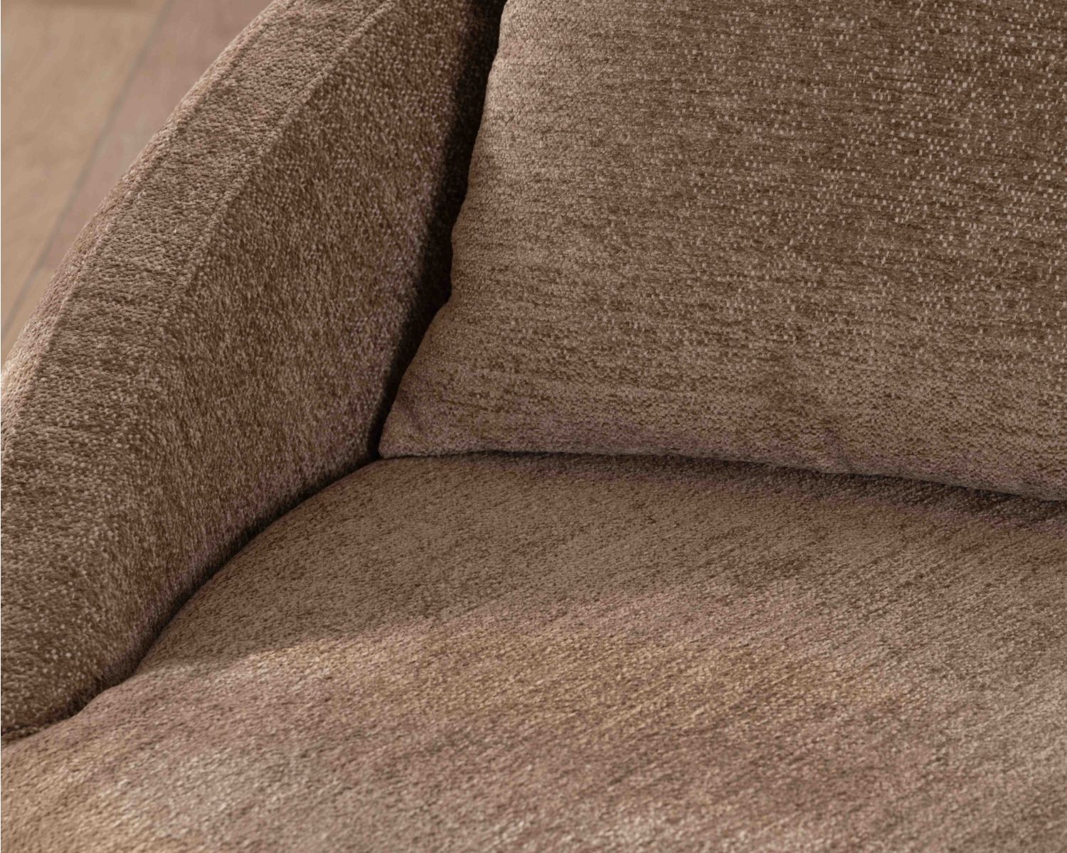 Chauffeuse XL en tissu bouclette taupe "Sweet Culture" 120 cm ultra confort