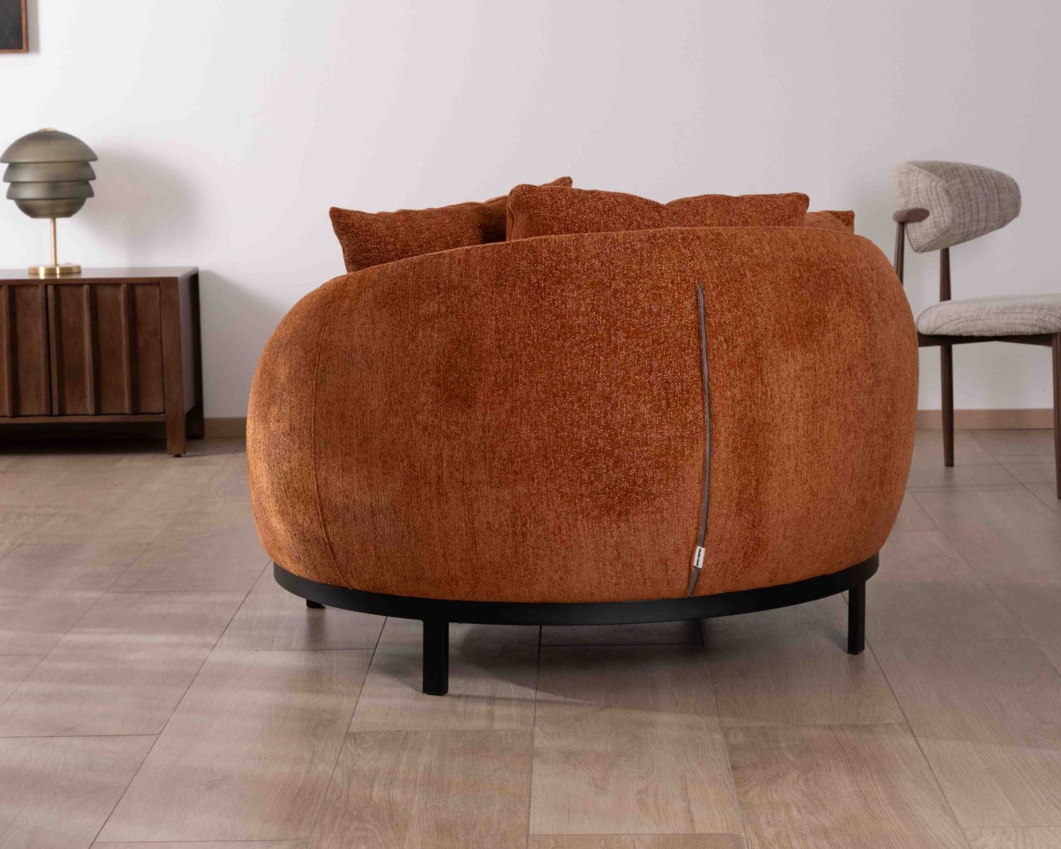 Chauffeuse XL 120 cm ultra confort avec coussins coordonnés "Sweet Culture" en tissu bouclette terracotta