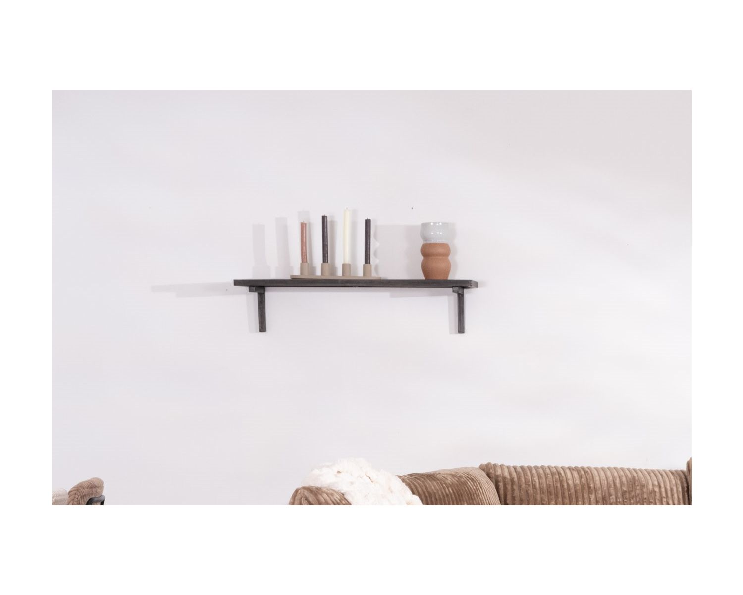 Etagère métal anthracite et plateau bois massif "Black Cook" 60 cm