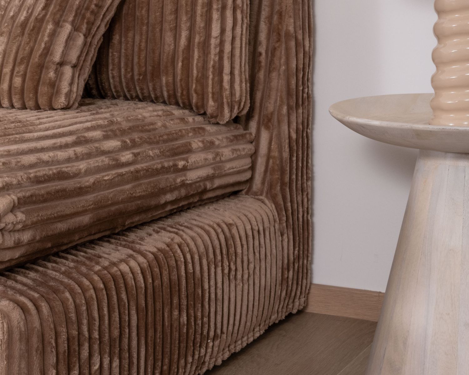 Elément 1 place pour canapé modulaire "Kédusa" en velours larges côtes camel 